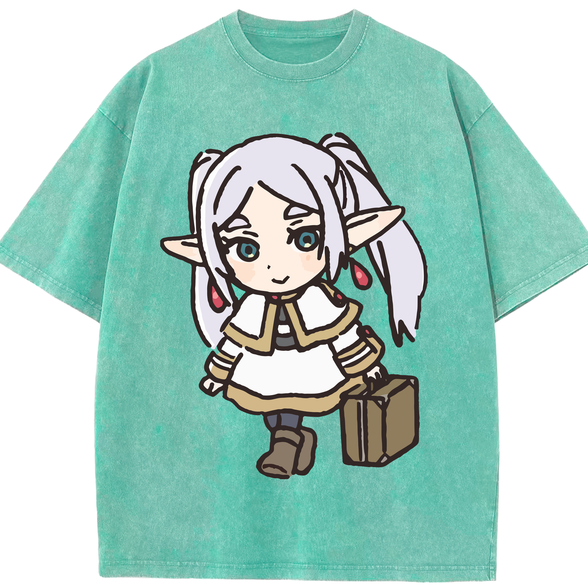 （画像用） 葬送のフリーレン Frieren 綿100% ヴィンテージ風 半袖Tシャツ（フロントプリント）